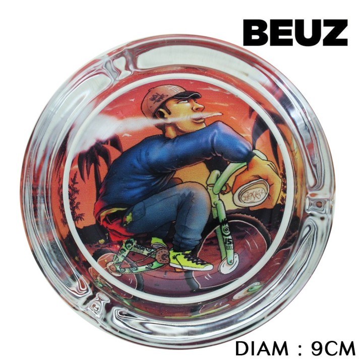 Cendrier BEUZ en verre "Vélo"