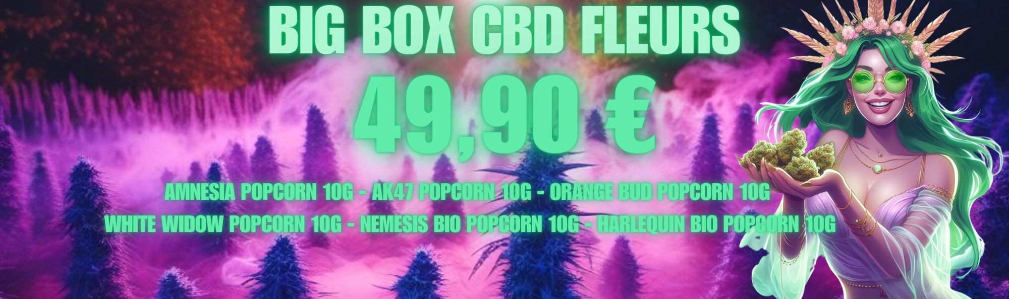 Profitez de la BIG BOX CBD FLEURS seulement à 49,90 euros